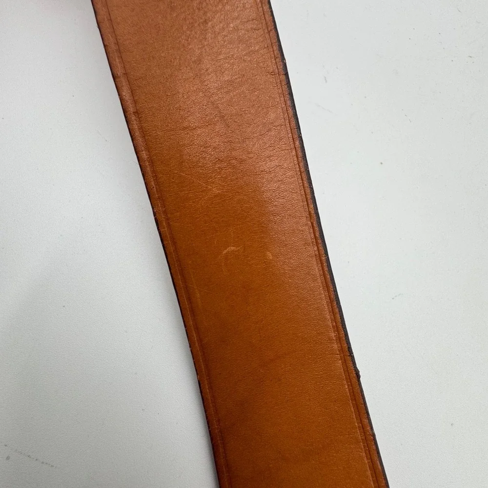 Safariland Leather Belt Solid Brass Removable Buckle Mens 34 Brown Western Vtg
